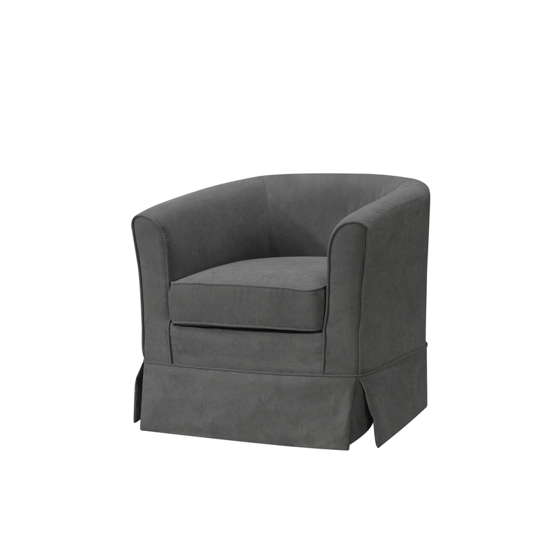 Tucker Gray Woven Fabric Swivel Barrel Chair