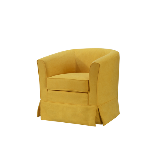 Tucker Yellow Woven Fabric Swivel Barrel Chair