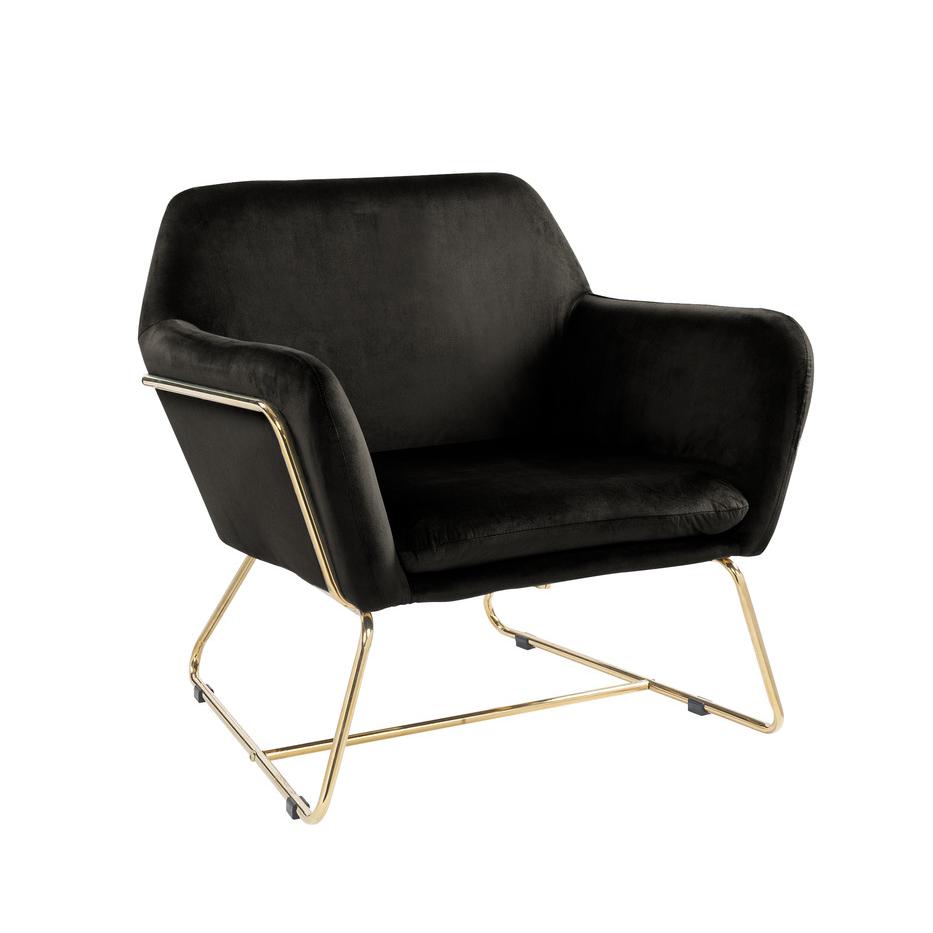 Keira Black Velvet Accent Chair with Metal Base