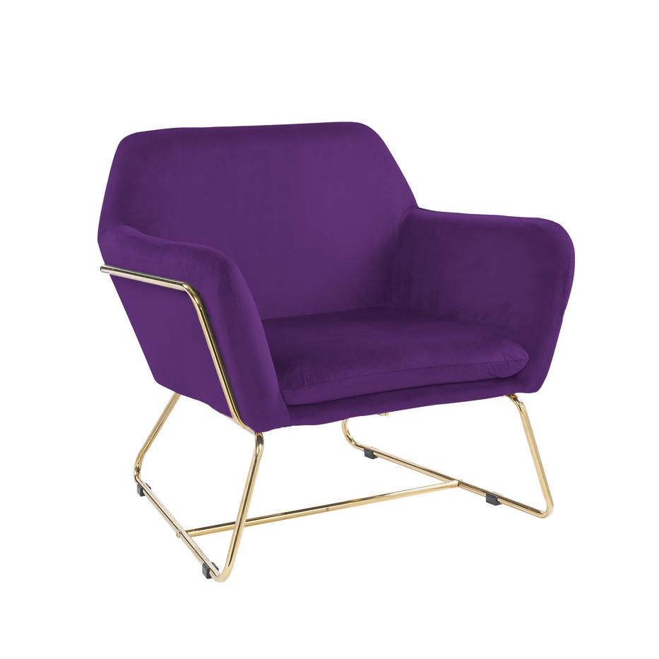 Keira Purple Velvet Accent Chair with Metal Base