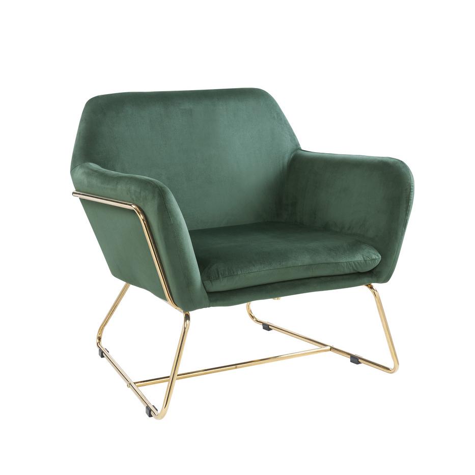 Keira Green Velvet Accent Chair with Metal Base