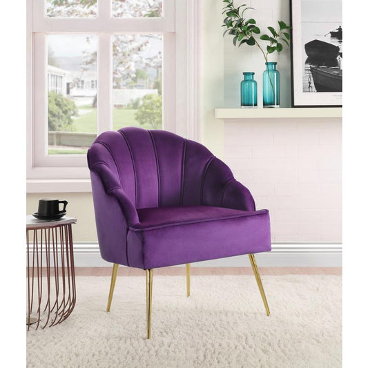 Naomi Purple Velvet Wingback Accent Chair with Metal Legs