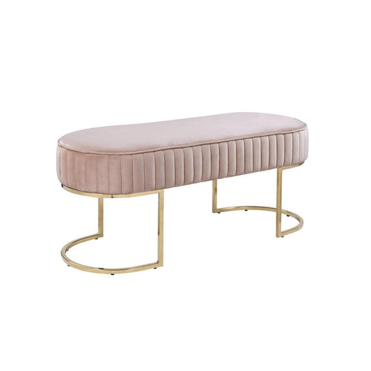 Julianne Pink Velvet Bench with Metal Base