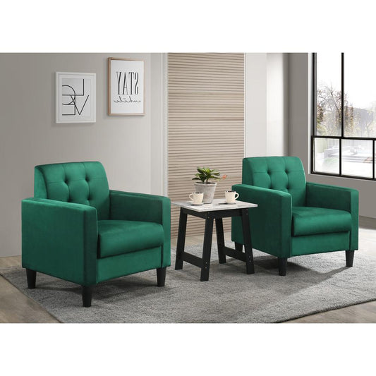 Hale Green Velvet Armchairs and End Table Living Room Set