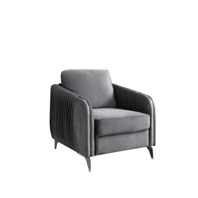 Hathaway Gray Velvet Modern Chic Accent Armchair