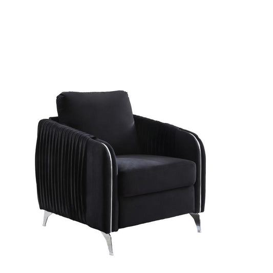 Hathaway Black Velvet Modern Chic Accent Armchair