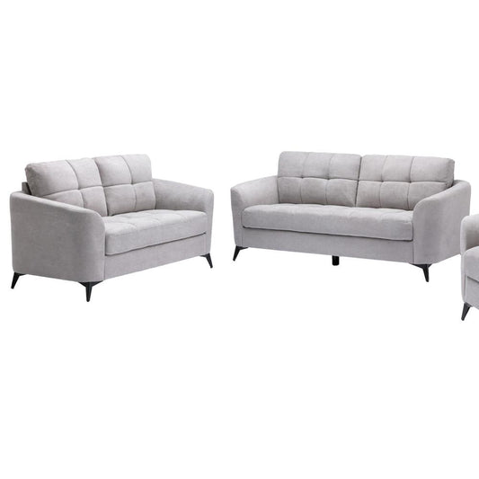 Callie Light Gray Velvet Fabric Sofa Loveseat Living Room Set