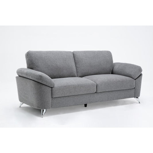 Villanelle Light Gray Linen Sofa with Chrome Finish Legs