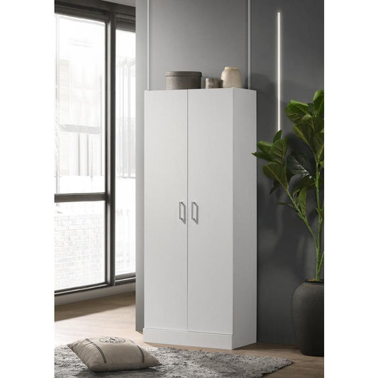 Alara White 60" Height Simplistic Modern Double Door Storage Cabinet