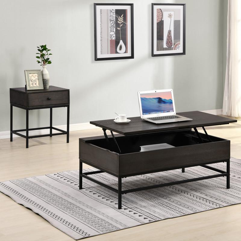 Ava 2 Piece Espresso MDF Lift Top Coffee and End Table Set