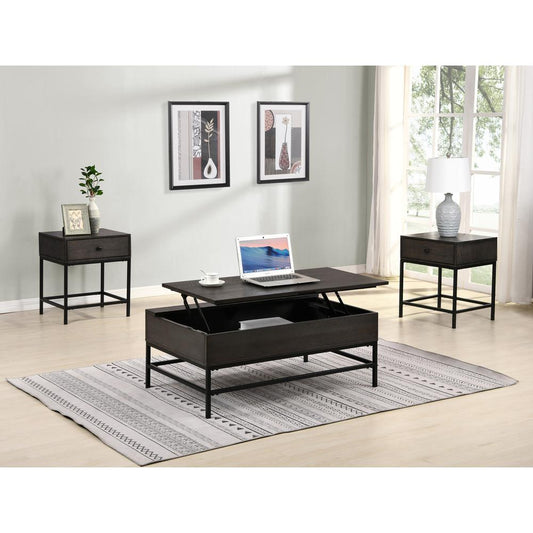 Ava 3 Piece Espresso MDF Lift Top Coffee and End Table Set