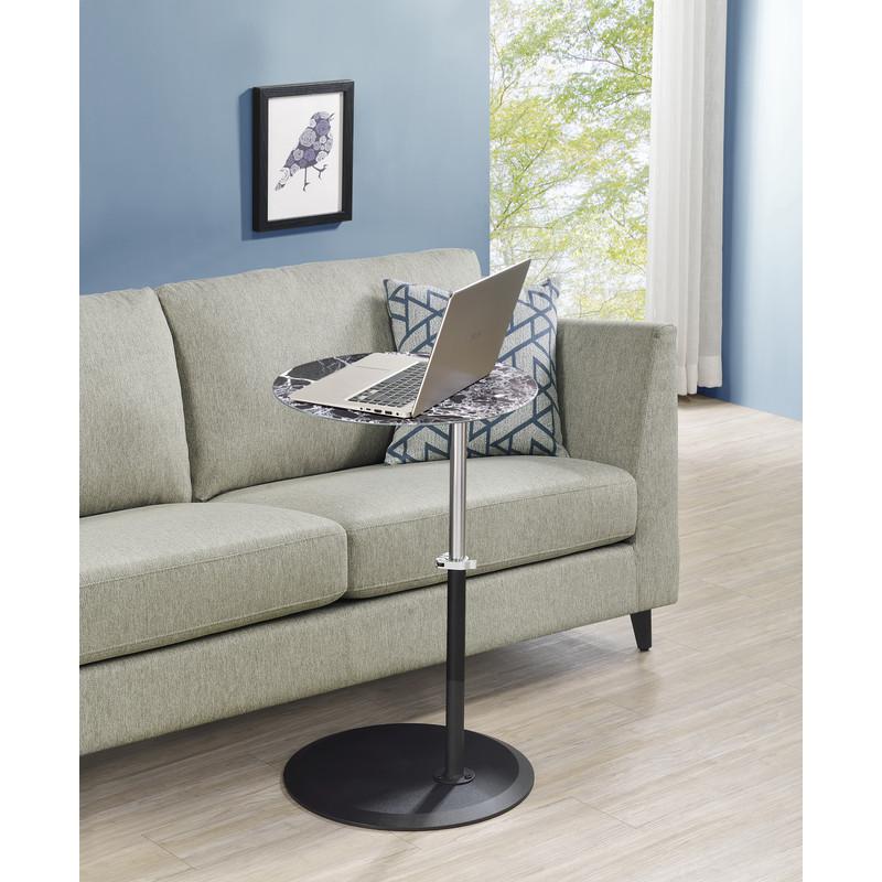 Orbit End Table with Height Adjustable Black Marble Textured Top