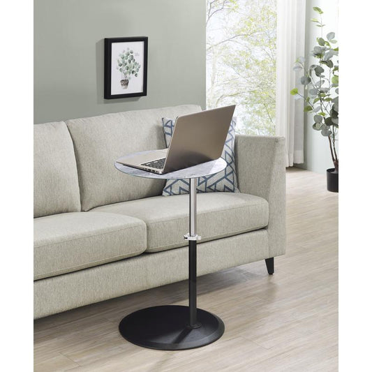 Orbit End Table with Height Adjustable Gray Marble Textured Top