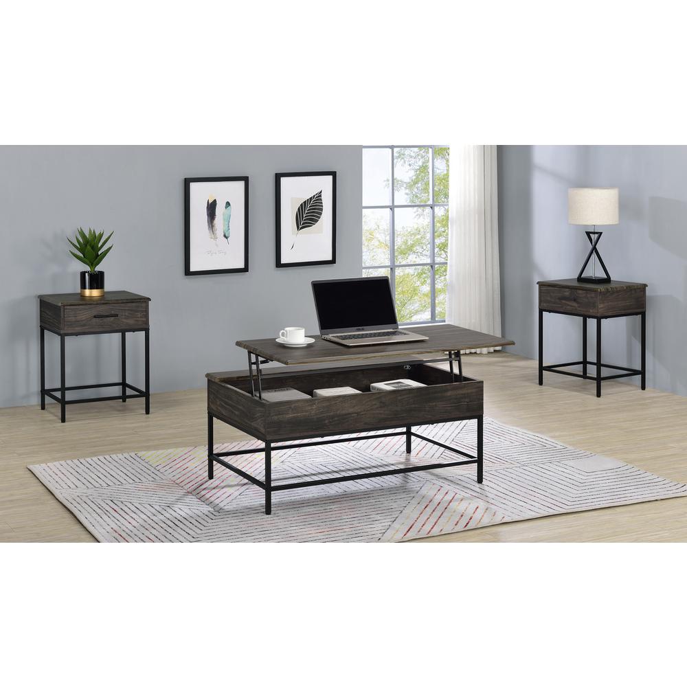 Cliff 3 Piece Brown MDF Lift Top Coffee and End Table Set