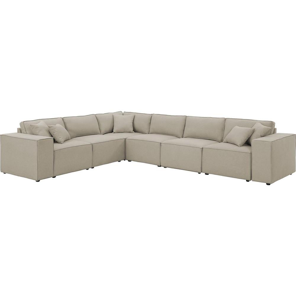 LILOLA Janelle Modular Sectional Sofa in Beige Linen