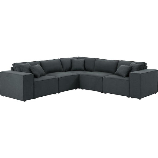 LILOLA Jenson Modular Sectional Sofa in Dark Gray Linen