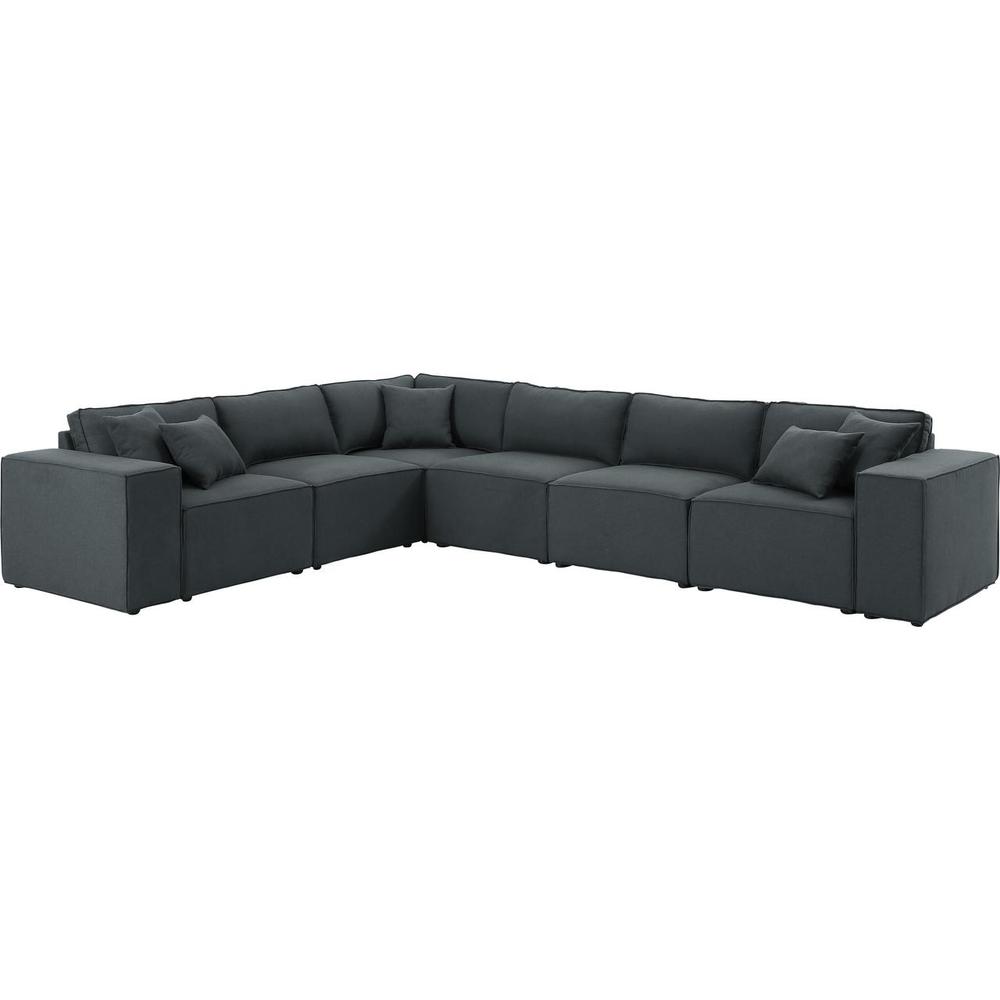 LILOLA Janelle Modular Sectional Sofa in Dark Gray Linen