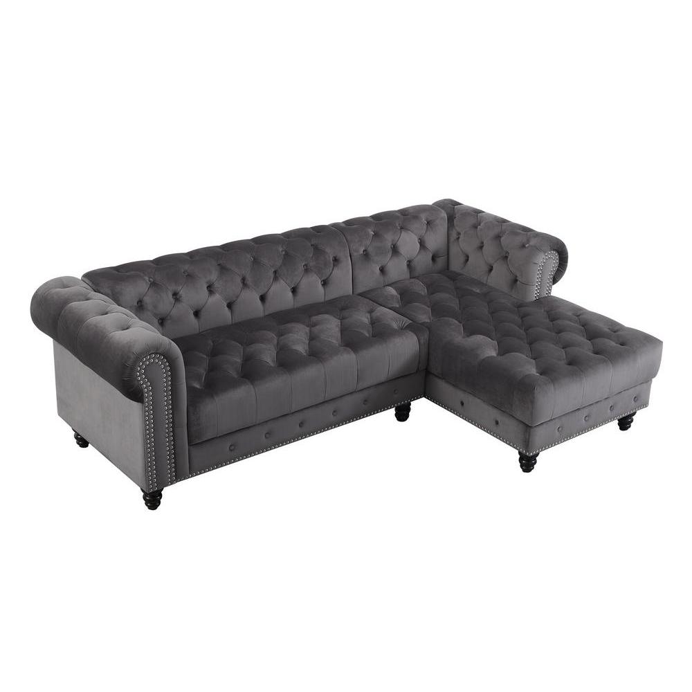 LILOLA Valeria Gray Velvet Sectional