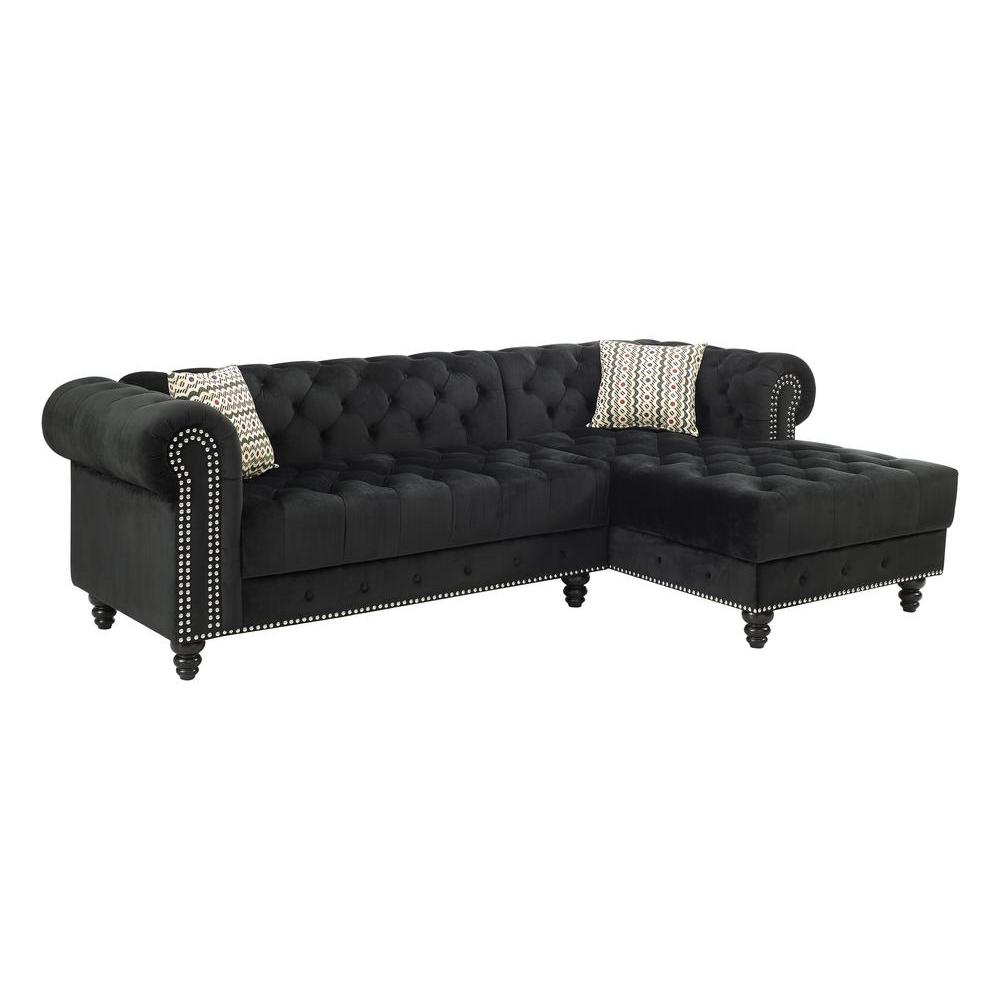 LILOLA Valeria Black Velvet Sectional