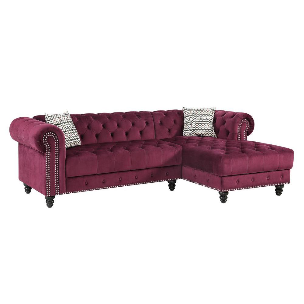 LILOLA Valeria Wine Velvet Sectional