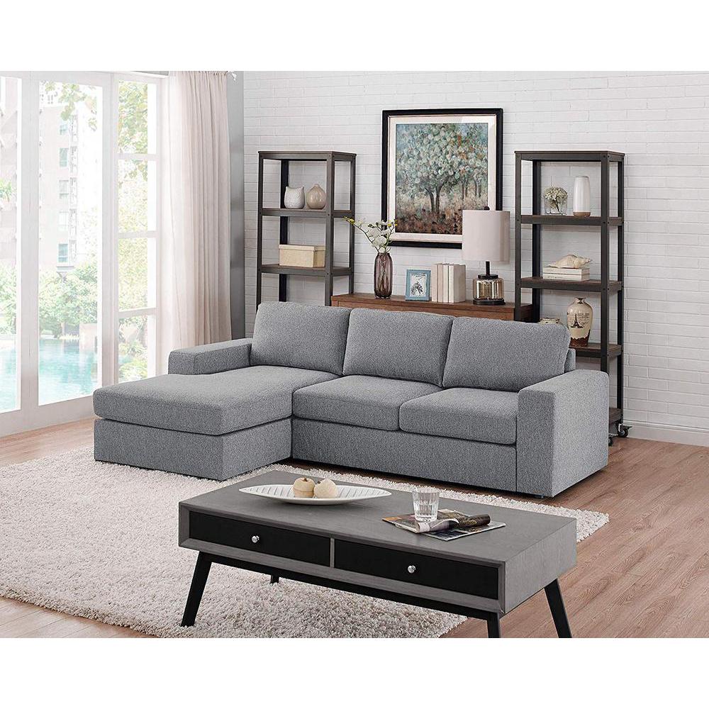 Newlyn Light Gray Linen Reversible Sectional Sofa Chaise