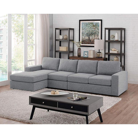 Dunlin Light Gray Linen Reversible Modular Sectional Sofa Chaise