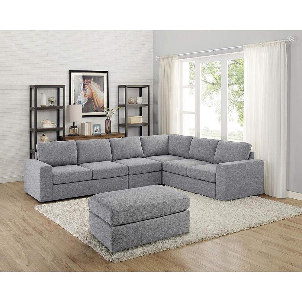 Bayside Light Gray Linen 7 Seat Reversible Modular Sectional Sofa