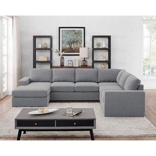 Warren Light Gray Linen 6 Seat Reversible Modular Sectional Sofa Chaise