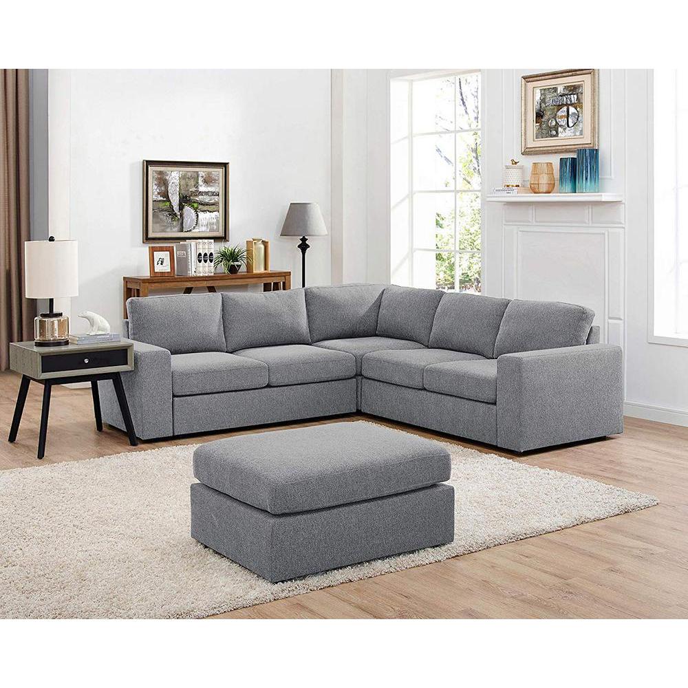 Decker Light Gray Linen 6 Seat Reversible Modular Sectional Sofa