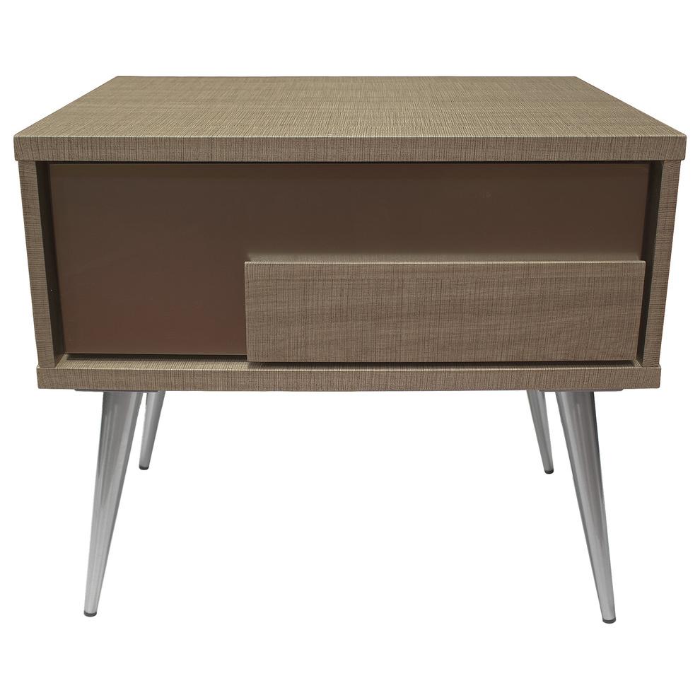 Brazil Midcentury Modern Taupe Bronze Nightstand