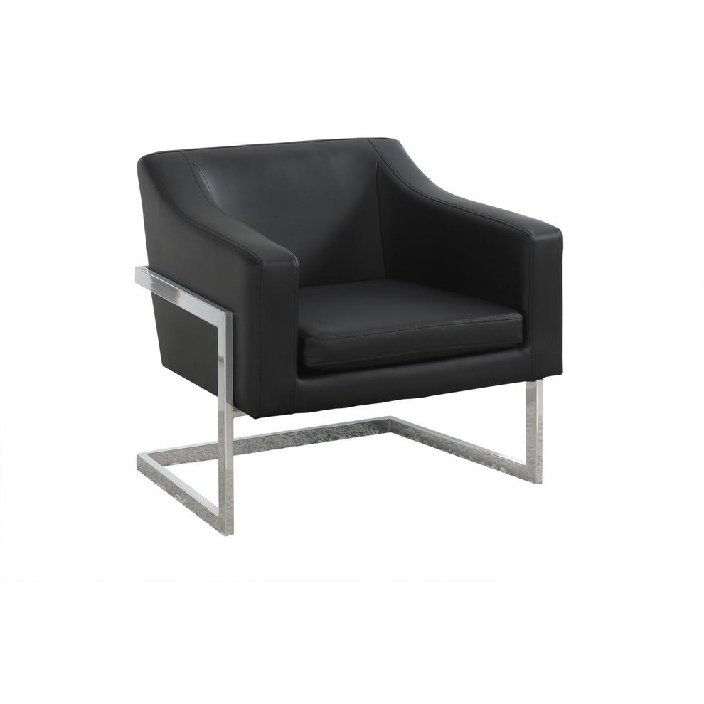 Best Master Modern Faux Leather Accent Chair in Black/Chrome