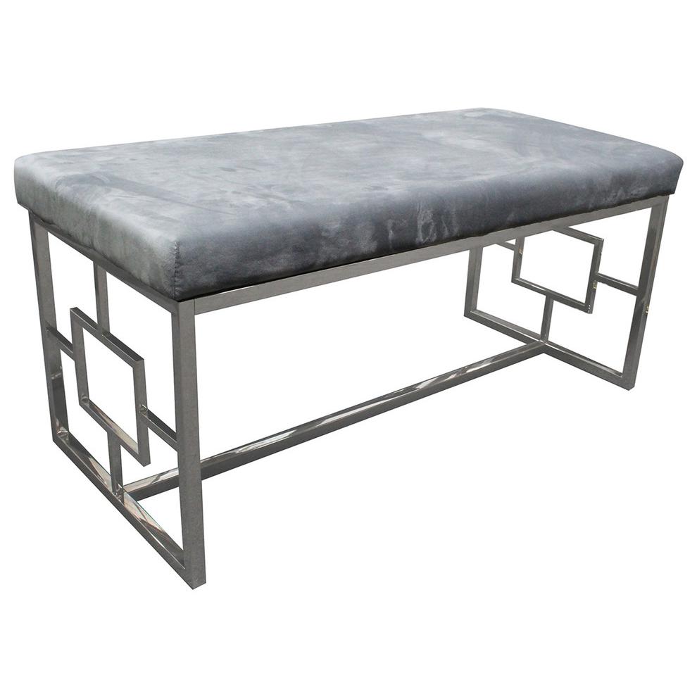 Grey and Silver Stainless Steel Bench