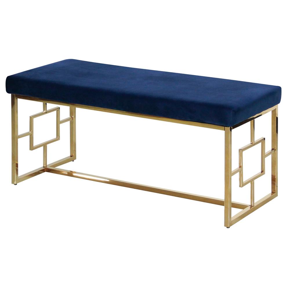 Blue and Gold Stainless Steel Bench