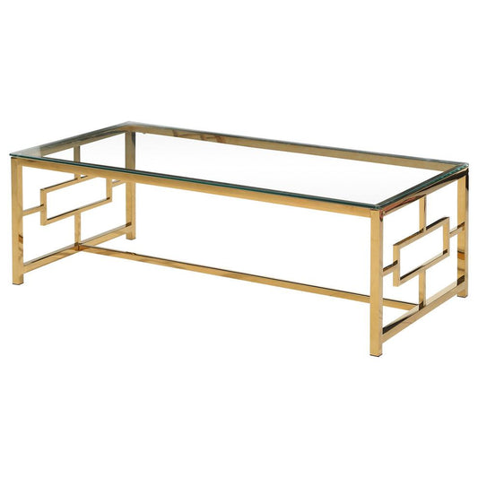 Best Master Stainless Steel and Glass Coffee Table in Clear/Gold Base