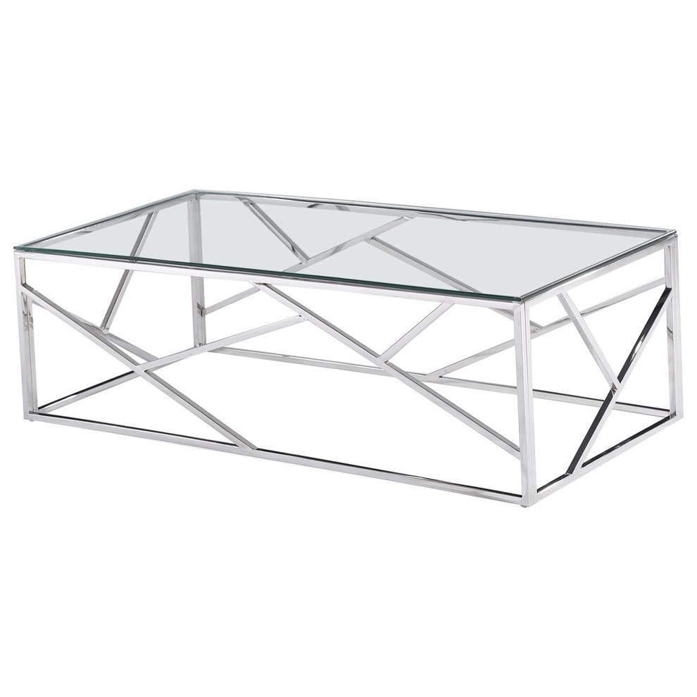 Best Master Morganna Stainless Steel Living Room Coffee Table in Silver