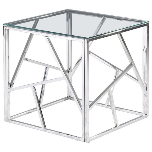 Best Master Morganna Stainless Steel Living Room End Table in Silver