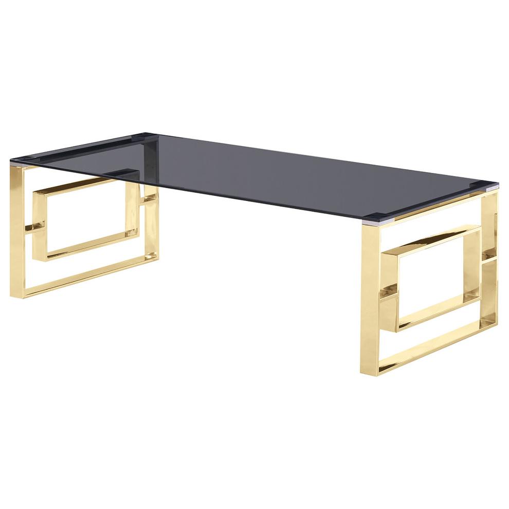 Best Master Mallory Stainless Steel and Smoked Glass Coffee Table in Gold