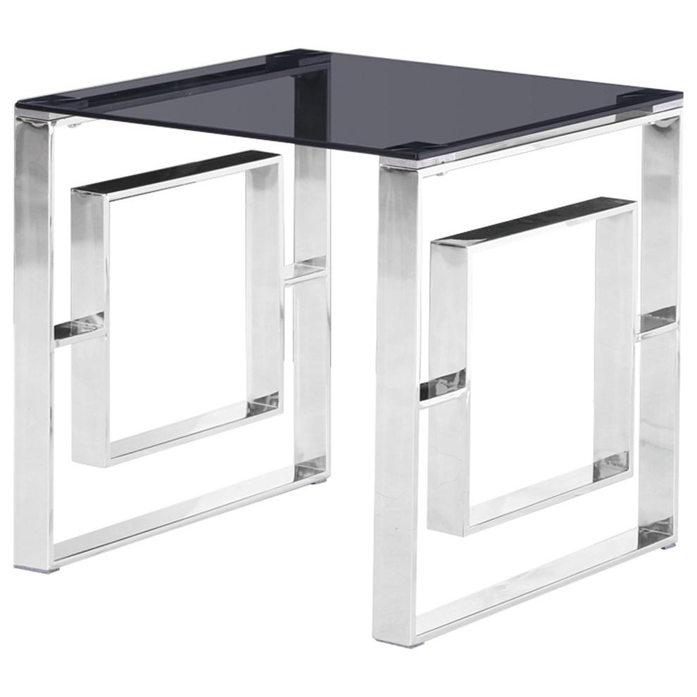 Best Master Mallory Stainless Steel and Smoked Glass End Table in Silver