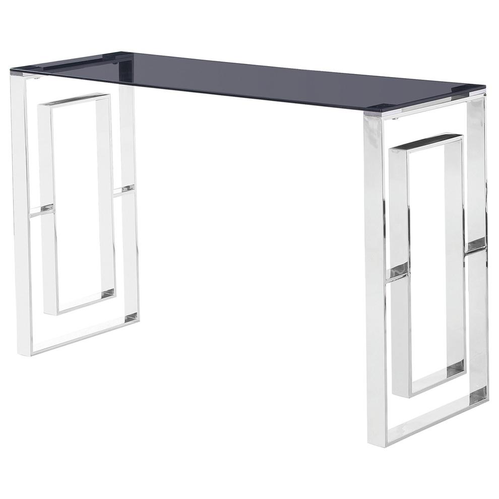 Best Master Mallory Stainless Steel and Smoked Glass Console Table in Silver