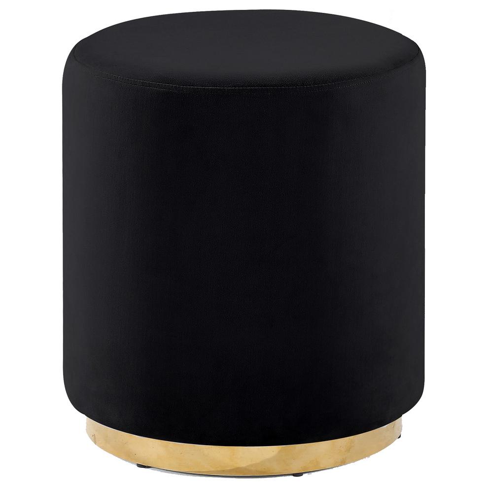 Best Master Furniture Dalvik Round Velvet Accent Stool in Black/Gold Base