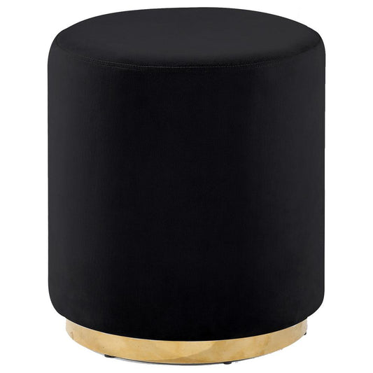 Best Master Furniture Dalvik Round Velvet Accent Stool in Black/Gold Base