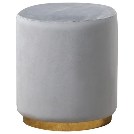 Best Master Furniture Dalvik Round Velvet Accent Stool in Gray/Gold Base