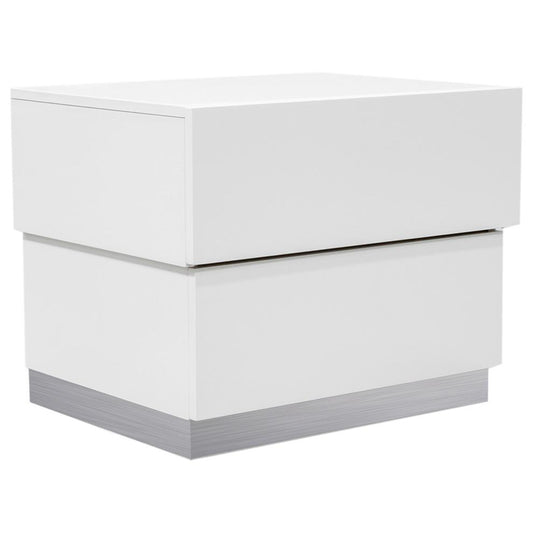 Best Master Florence 2-Drawer Poplar Wood Bedroom Nightstand in White