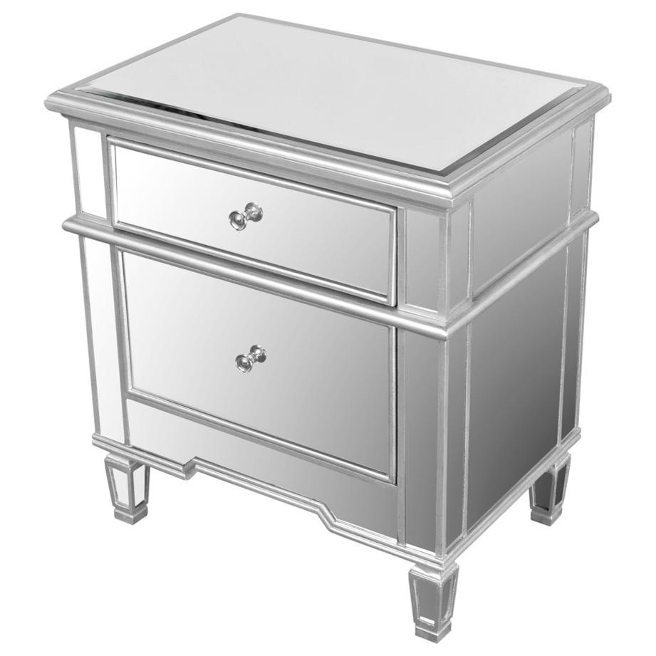 Best Master 2-Drawer Engineered Wood Accent Stand in Silver Mirrored