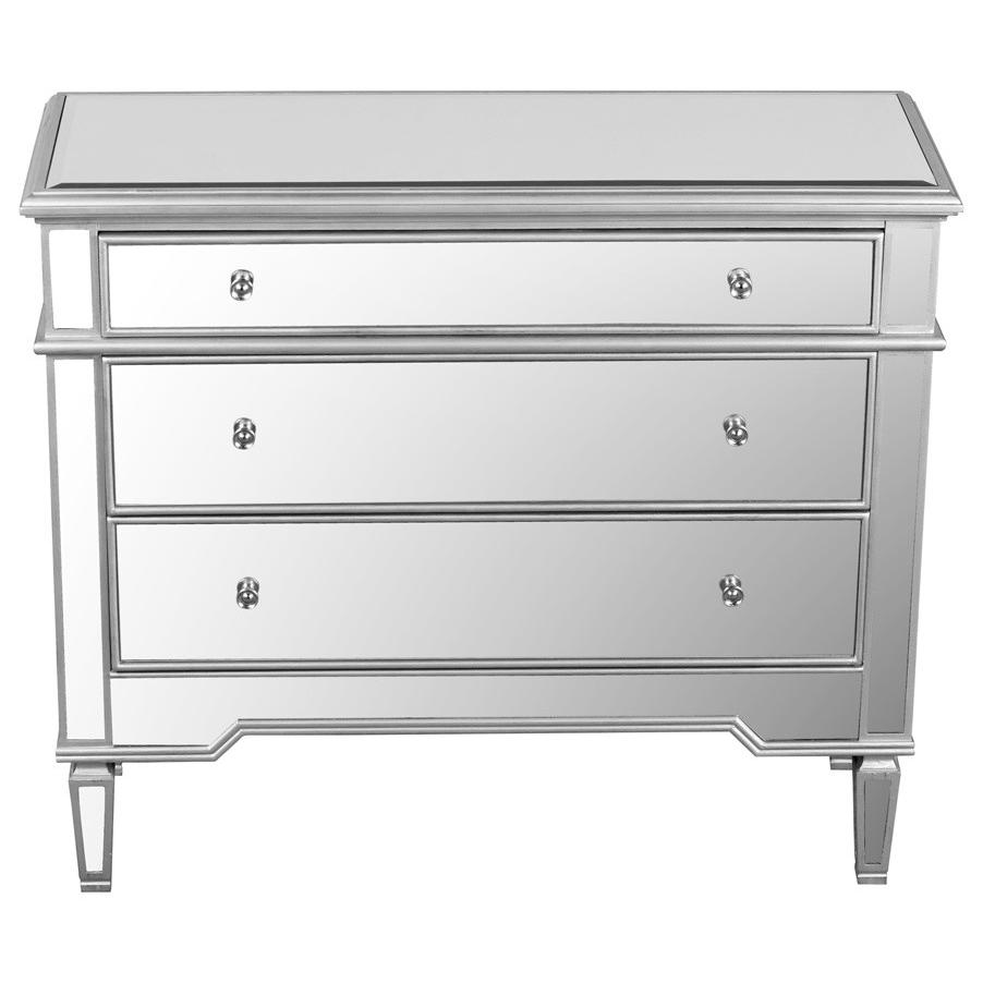 Best Master Nicolette 5-Drawer Birch Wood Exclusive Chest in Silver Mirrored