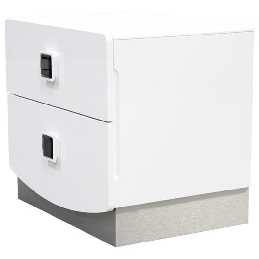 Best Master France 2-Drawer Poplar Wood Bedroom Nightstand in White Lacquer