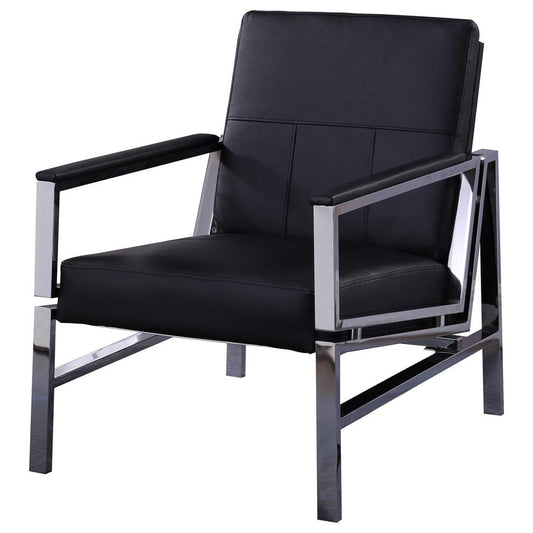 Best Master Fifth Avenue Faux Leather & Stainless Steel Accent Chair in Black