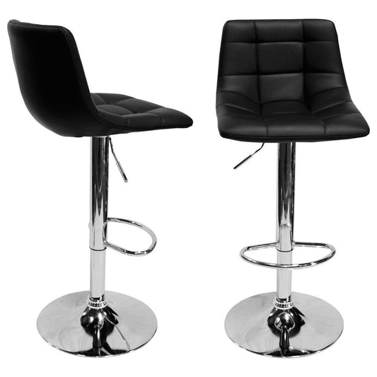 Best Master Mandy Faux Leather Adjustable Swivel Bar Stool in Black (Set of 2)