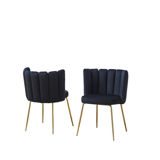 Omid Velour Dining Chair Black, Gold Leg (Set of 2)