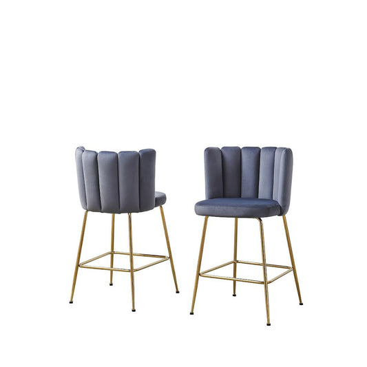 Omid Velour Dining Chair Grey, Gold Leg (Set of 2)